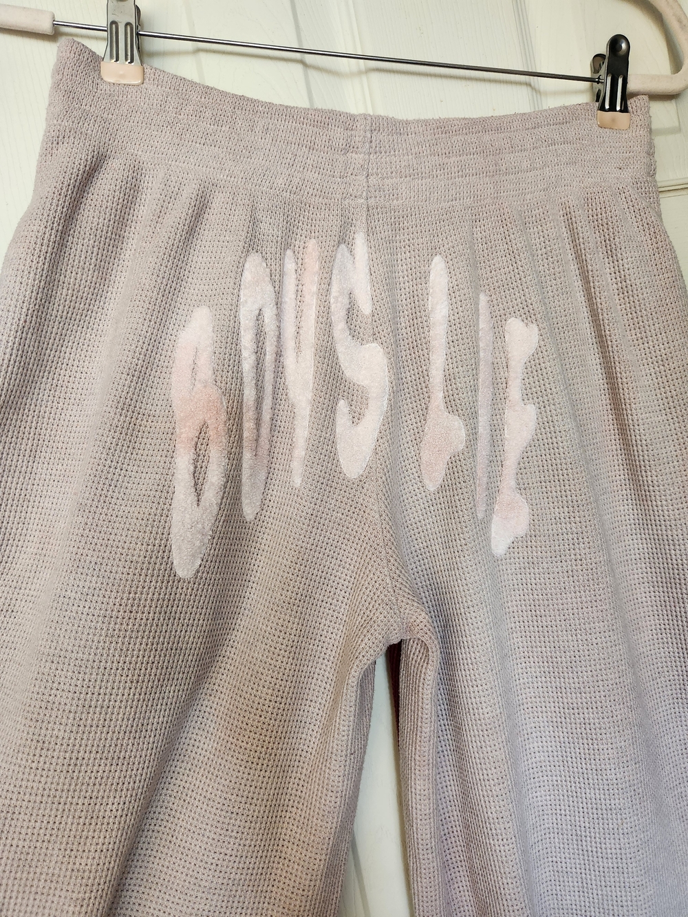 Womens Waffle Knit Lounge Bottoms in Light Taupe